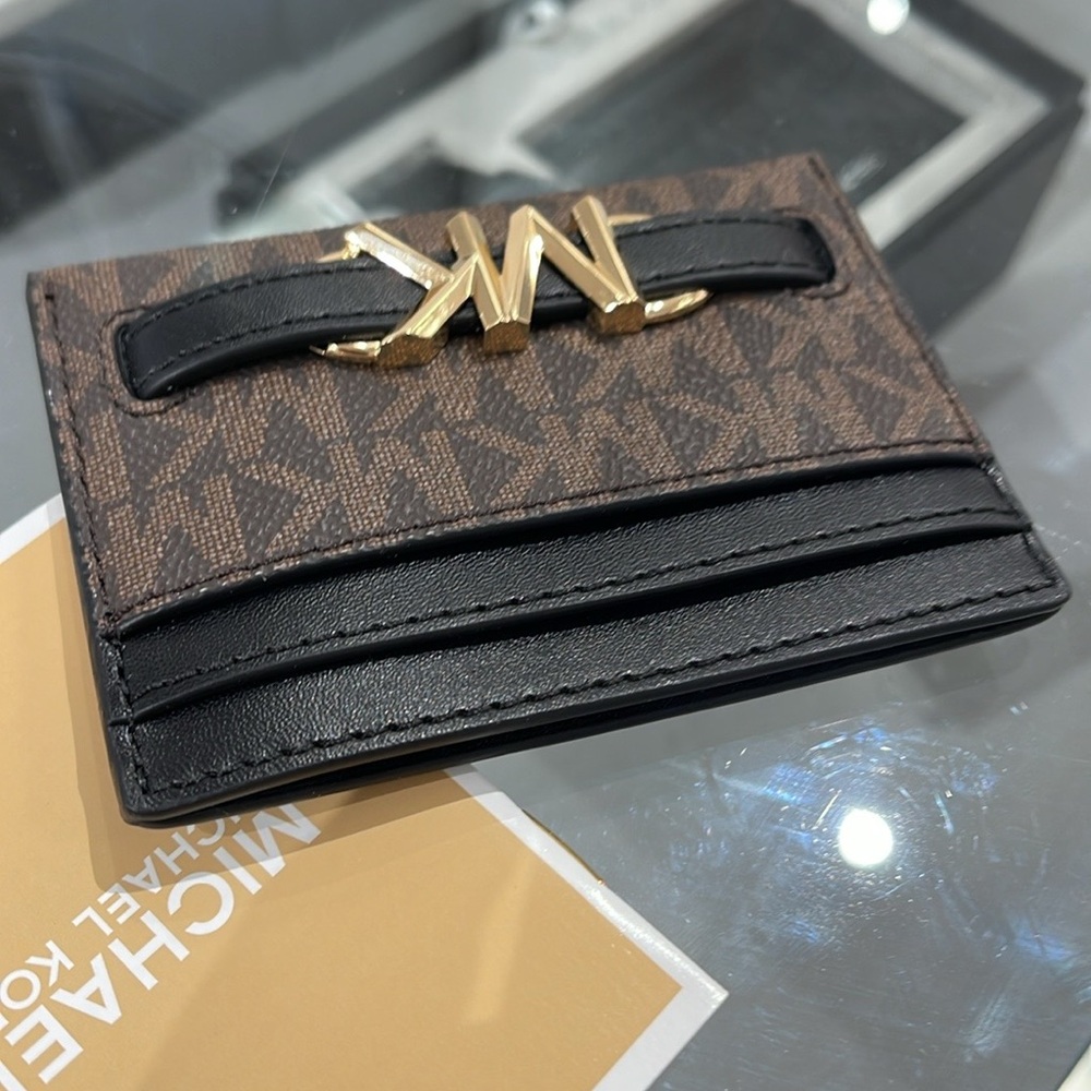 MICHAEL KORS Reed Large Card Holder Case Wallet 
Brown /Black MK Signature NWT - Picture 9 of 16